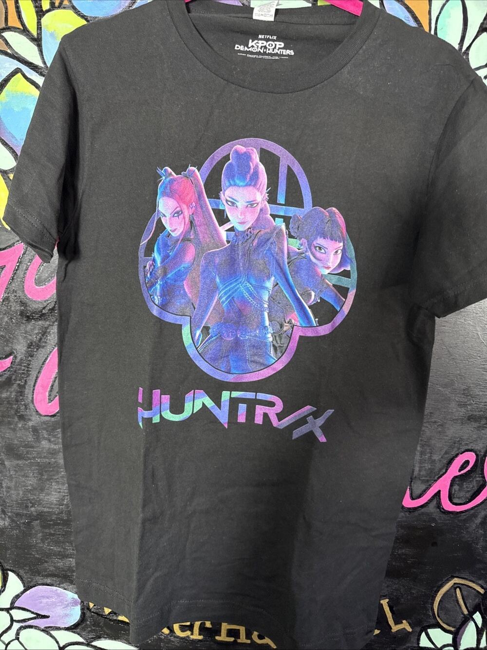 Kpop Demon Hunters Huntr/X Oversized Shirt, Black, Small